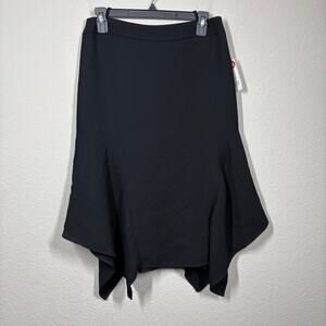 Elliott Lauren 6 Lori K Knee Length Skirt Draped Black Flared Handkerchief Hem